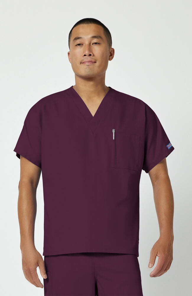 One Pocket Scrub Top - Maroon