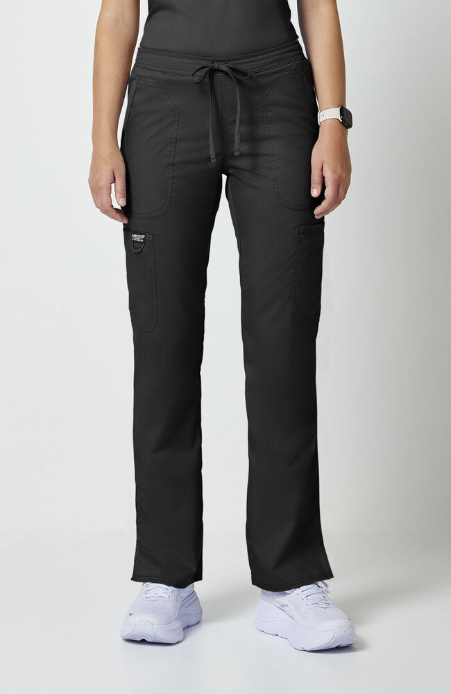 Female Mid Rise Moderate Flare Drawstring Pant - Black
