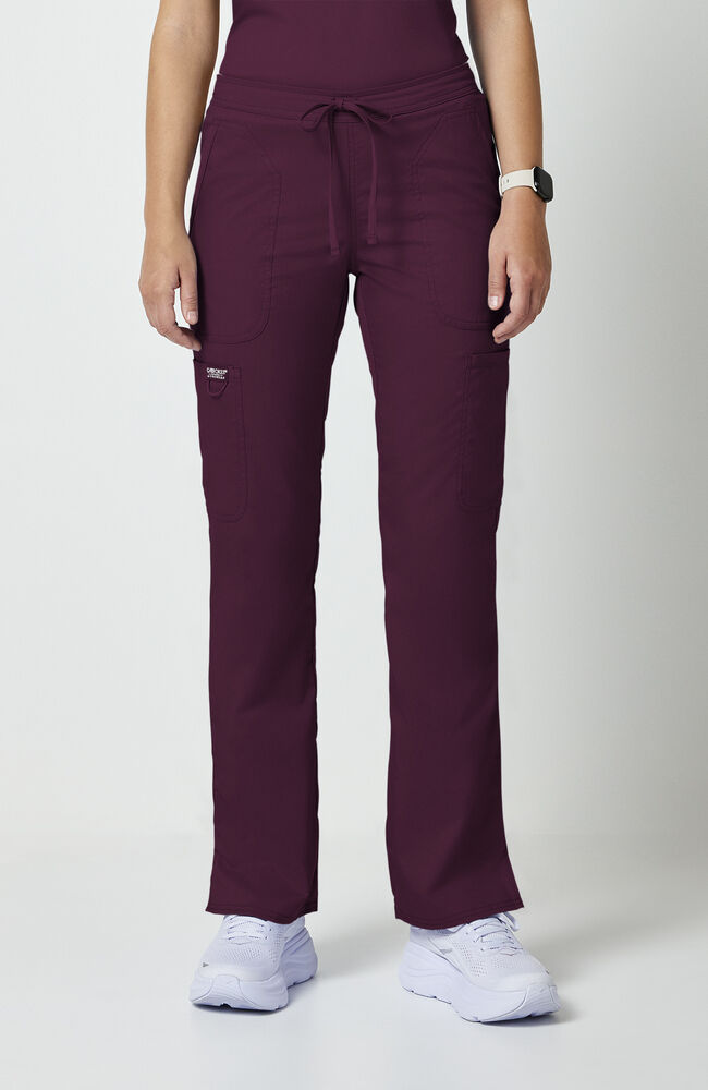 Female Mid Rise Moderate Flare Drawstring Pant - Maroon