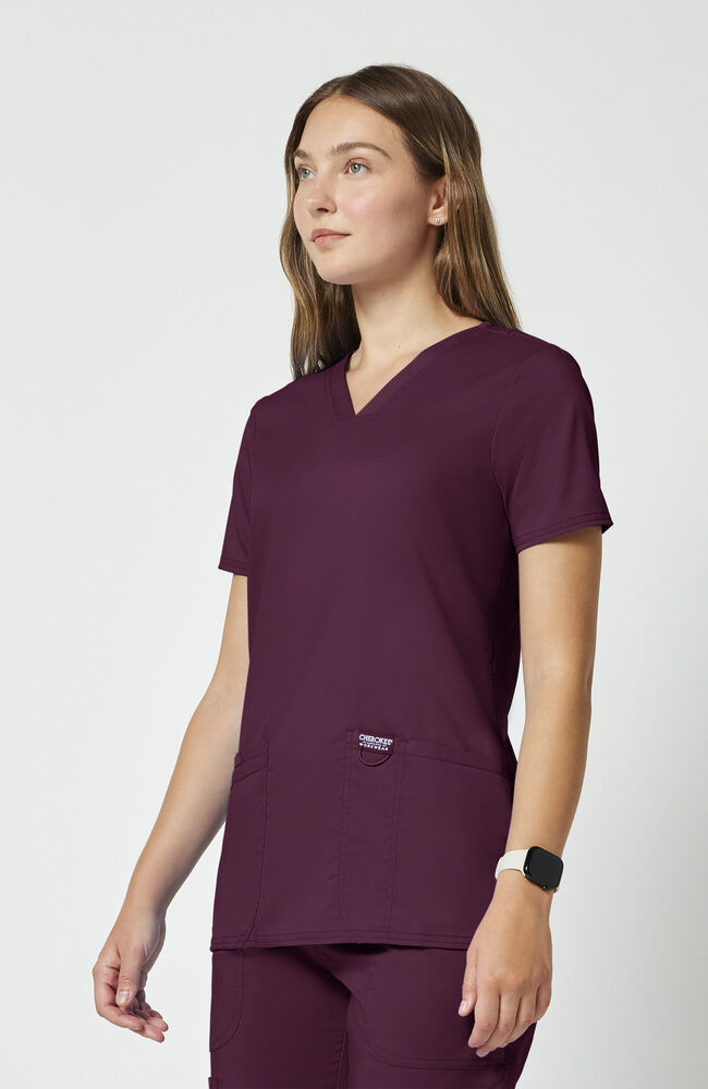 Female Two Pocket Scrub Top - Maroon