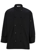 10 Button Long Sleeve Chef Coat - Black