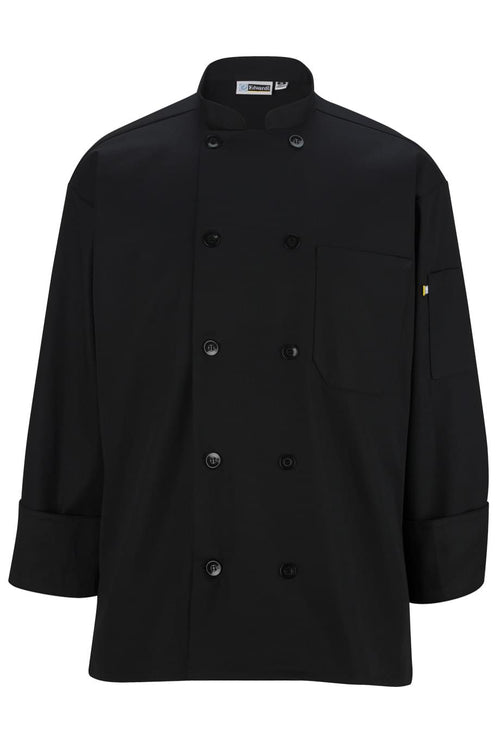10 Button Long Sleeve Chef Coat - Black